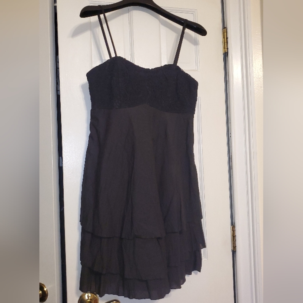 Aquamar Chic Black Layered Mini Dress M